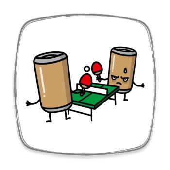 Drôle beer pong tennis de table canette de ping-pong - Magnet carré - blanc - Devant
