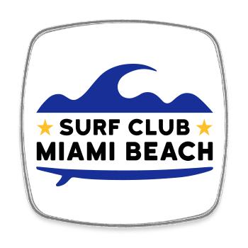 Surf club, Miami beach (vague, étoiles, planche de surf) - Magnet carré - blanc - Devant