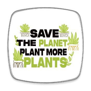 Save The Planet Plant More Plants - Viereckiger Kühlschrankmagnet - Weiß - Vorne