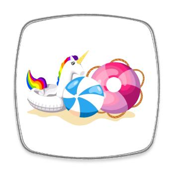 Fête de plage de licorne Été - Magnet carré - blanc - Devant