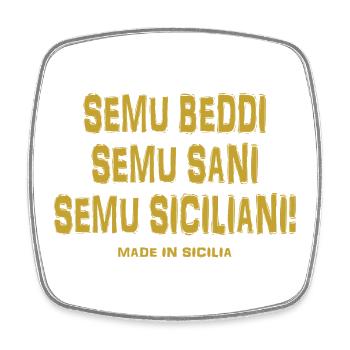 T-Shirt Sicilia T-Shirt siciliani Trinacria - Viereckiger Kühlschrankmagnet - Weiß - Vorne