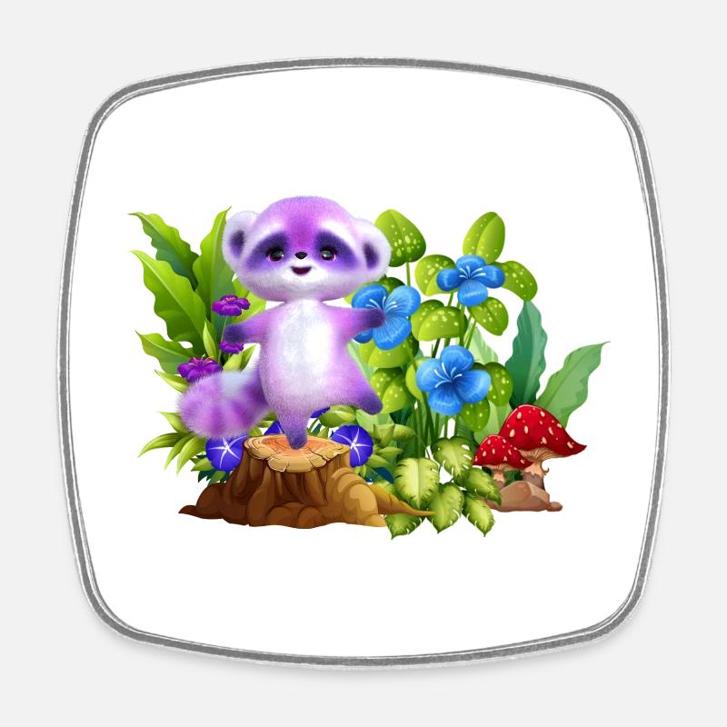 Pastel Koala in Enchanted Garden - Square fridge magnet - white