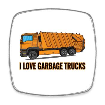 I love Garbage Trucks - Square fridge magnet - white - Front