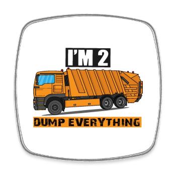 2nd birthday second birthday garbage truck - Square fridge magnet - white - Front