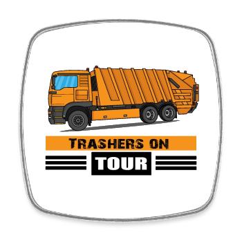 Garbage truck Garbage truck Professions Garbage man Garbage collection - Square fridge magnet - white - Front