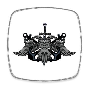 Zwillingsadler-Wappen mit Schwert - Viereckiger Kühlschrankmagnet - Weiß - Vorne
