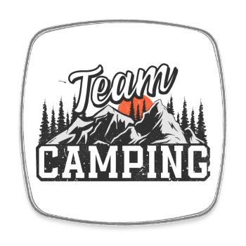 Team Camping - Viereckiger Kühlschrankmagnet - Weiß - Vorne