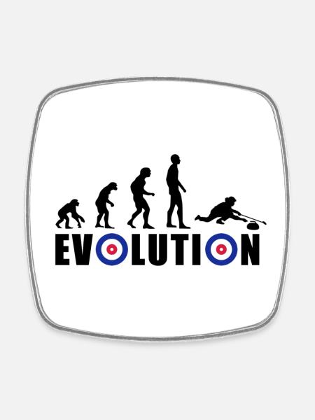 EVOLUTION CURLING Eisstockschießen Geschenk Winter - Viereckiger Kühlschrankmagnet - Weiß