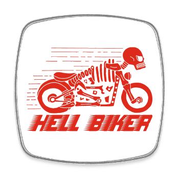 Moto squelette rouge - Magnet carré - blanc - Devant