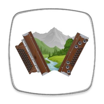 Steirische Harmonika Gebirgsbach | Ziach ON! - Viereckiger Kühlschrankmagnet - Weiß - Vorne