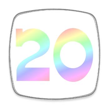Jubiläum, 20 pastell Verlauf - Viereckiger Kühlschrankmagnet - Weiß - Vorne