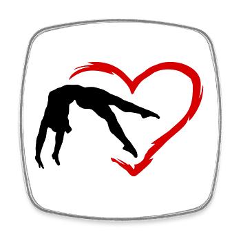 Gymnastics, Gymnast and Heart, Gymnastics - Square fridge magnet - white - Front