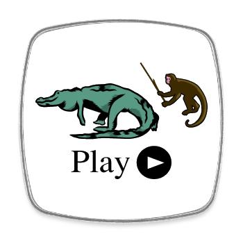Affe und Krokodil - Viereckiger Kühlschrankmagnet - Weiß - Vorne