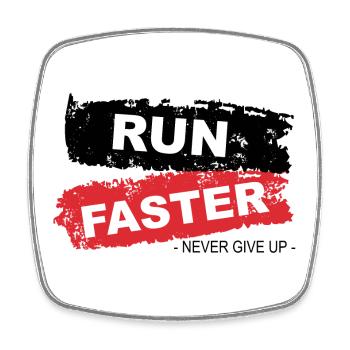 Run Faster Red Brush Style - Square fridge magnet - white - Front