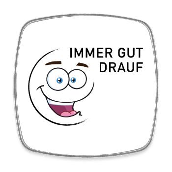 Immer gut drauf | smiley - Viereckiger Kühlschrankmagnet - Weiß - Vorne