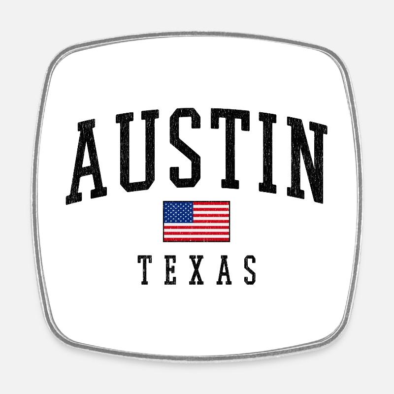 Austin Texas USA Flag Motif - Square fridge magnet - white