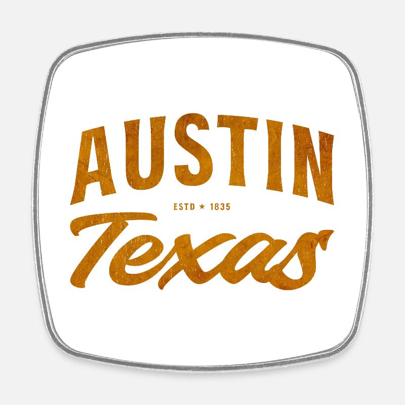 Austin Texas Vintage Lettering - Square fridge magnet - white
