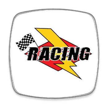 Racing Lightning Bolt & Flag - Square fridge magnet - white - Front