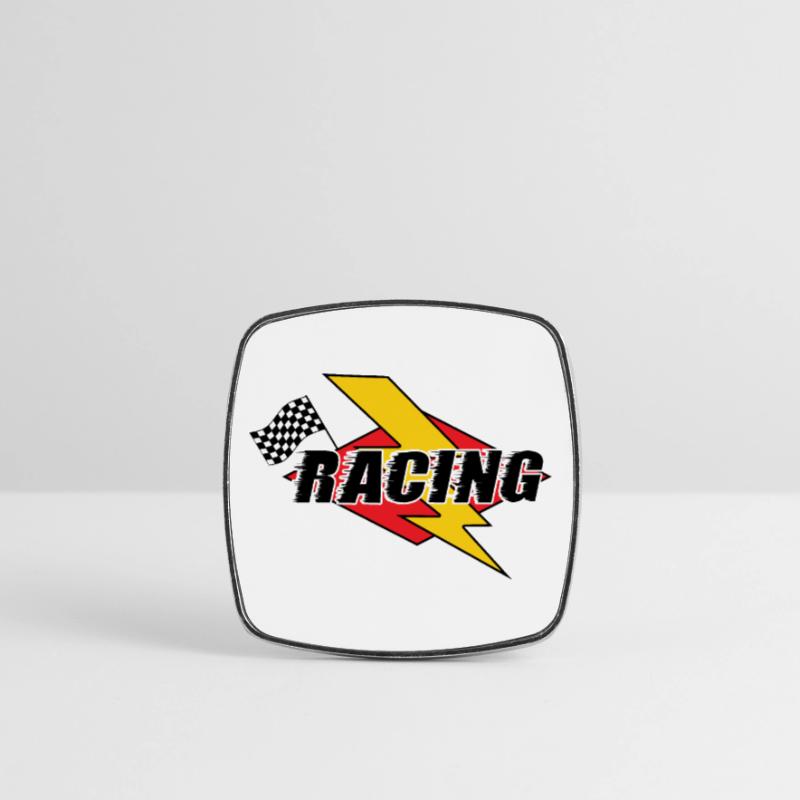 Éclair de course et drapeau Magnet carré