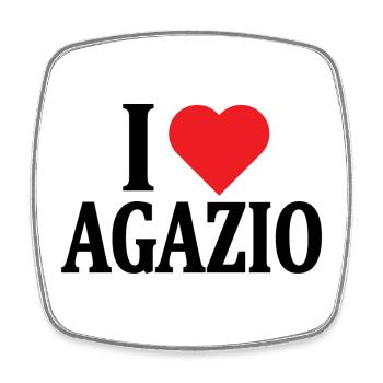 T-Shirt Ich liebe Agazio T-Shirt Geschenkidee - Viereckiger Kühlschrankmagnet - Weiß - Vorne