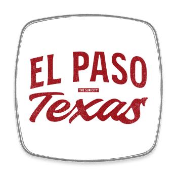 El Paso Texas Retro Script - Viereckiger Kühlschrankmagnet - Weiß - Vorne