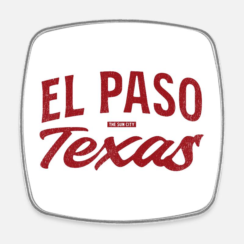 El Paso Texas Retro Script - Viereckiger Kühlschrankmagnet - Weiß