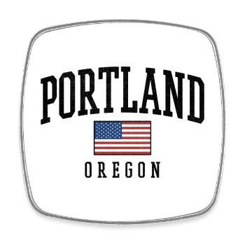 Portland Oregon USA Flag Graphic Design - Viereckiger Kühlschrankmagnet - Weiß - Vorne