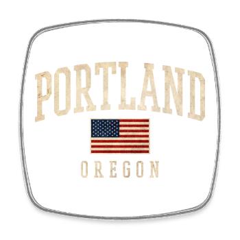 Portland Oregon Americana Flag - Viereckiger Kühlschrankmagnet - Weiß - Vorne