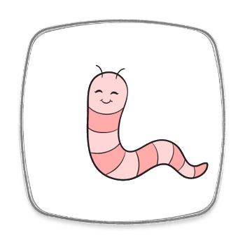 Wurm Regenwurm - Viereckiger Kühlschrankmagnet - Weiß - Vorne
