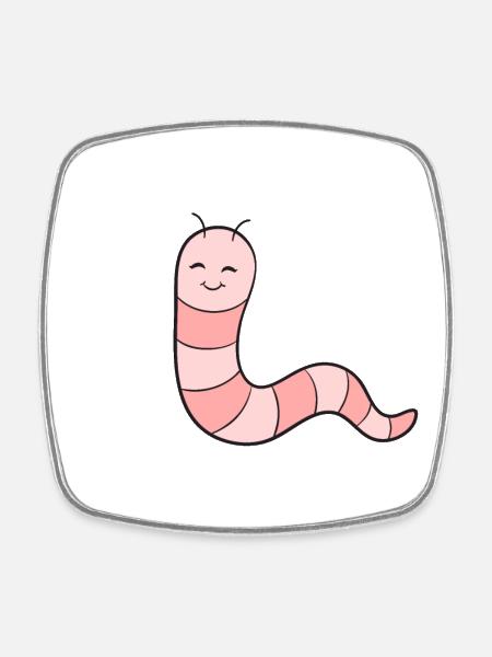 Wurm Regenwurm - Viereckiger Kühlschrankmagnet - Weiß