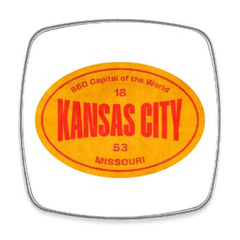 Rondel rétro de barbecue de Kansas City - Magnet carré - blanc - Devant