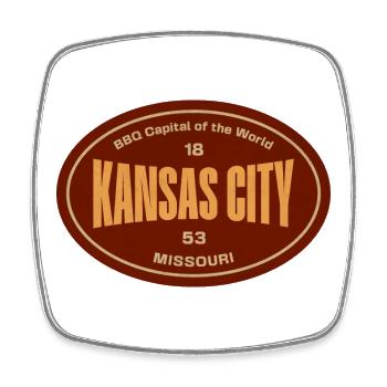 Kansas City BBQ Vintage Schild - Viereckiger Kühlschrankmagnet - Weiß - Vorne