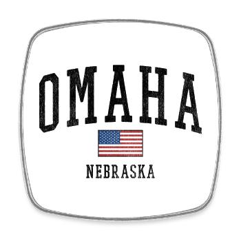 Omaha Nebraska USA Motif with Flag - Square fridge magnet - white - Front