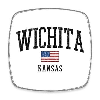 Wichita Kansas Vintage Flag Design - Square fridge magnet - white - Front
