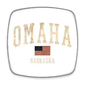Omaha Nebraska Vintage Patch - Viereckiger Kühlschrankmagnet - Weiß - Vorne