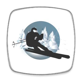 Skieurs en montagne en vacances d’hiver ou sportifs - Magnet carré - blanc - Devant