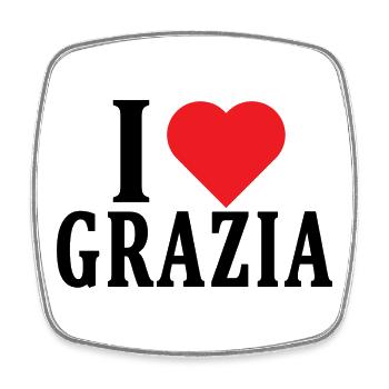 T-Shirt Ich liebe Grazia T-Shirt Geschenkidee - Viereckiger Kühlschrankmagnet - Weiß - Vorne