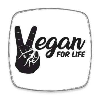 Vegan For Life - Black - Square fridge magnet - white - Front