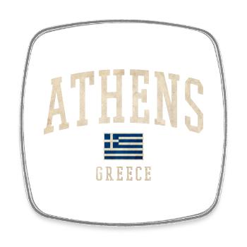 Athens Greece Vintage Varsity - Square fridge magnet - white - Front