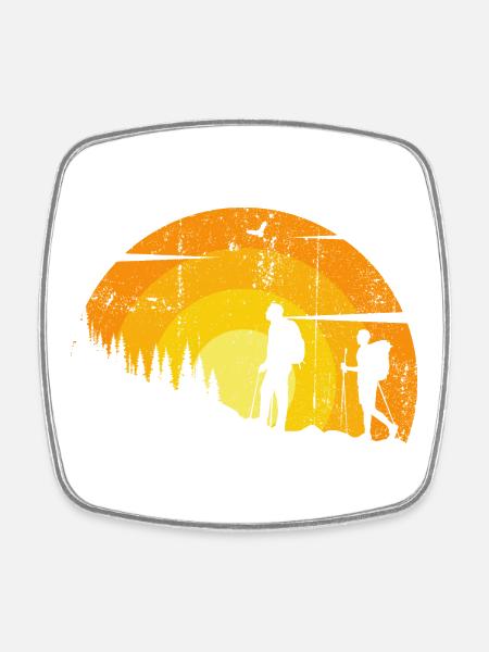 Sunset Trail Silhouettes - Square fridge magnet - white