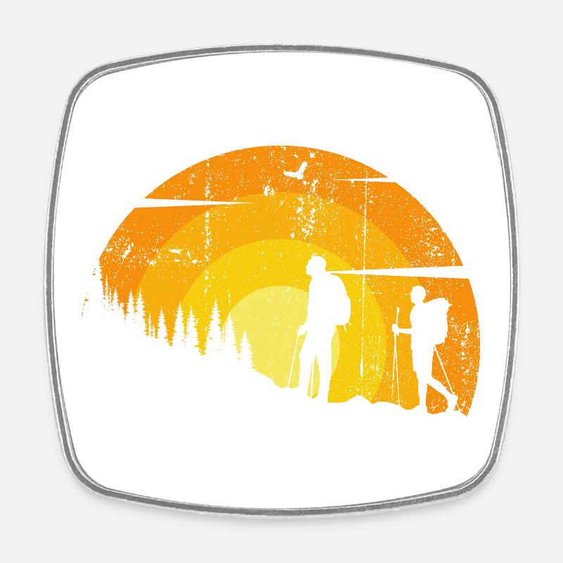 Silhouettes du Sentier du Coucher de Soleil - Magnet carré - blanc