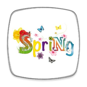 Typographie printanière au début du printemps - Magnet carré - blanc - Devant