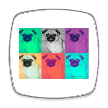 Pop Art Pug Design auf Kleidung - Viereckiger Kühlschrankmagnet - Weiß - Vorne