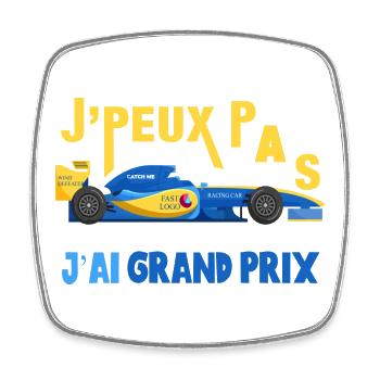 J'peux pas j'ai grand prix cadeau course voiture - Magnet carré - blanc - Devant