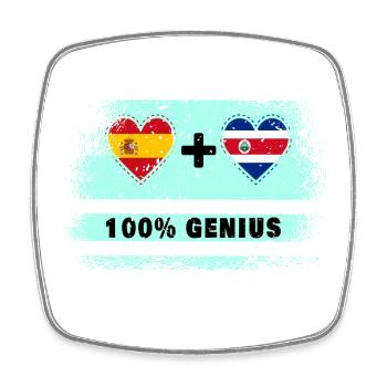 Spanien und Costa Rica Flagge 100% genial - Viereckiger Kühlschrankmagnet - Weiß - Vorne