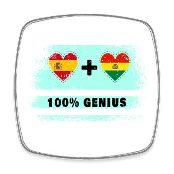Spain and Bolivia flag 100% genius - Square fridge magnet - white - Front