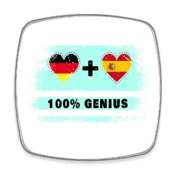 Spanien und Deutschland Flagge 100% genial - Viereckiger Kühlschrankmagnet - Weiß - Vorne