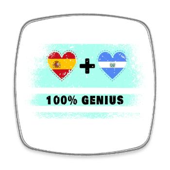 Flagge Spanien und El Salvador 100% genial - Viereckiger Kühlschrankmagnet - Weiß - Vorne