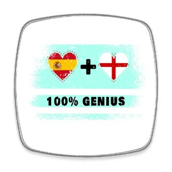 Spanien und England Flagge 100% genial - Viereckiger Kühlschrankmagnet - Weiß - Vorne