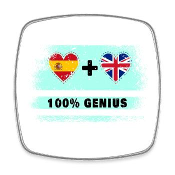 Spanien und Großbritannien Flagge 100% genial - Viereckiger Kühlschrankmagnet - Weiß - Vorne